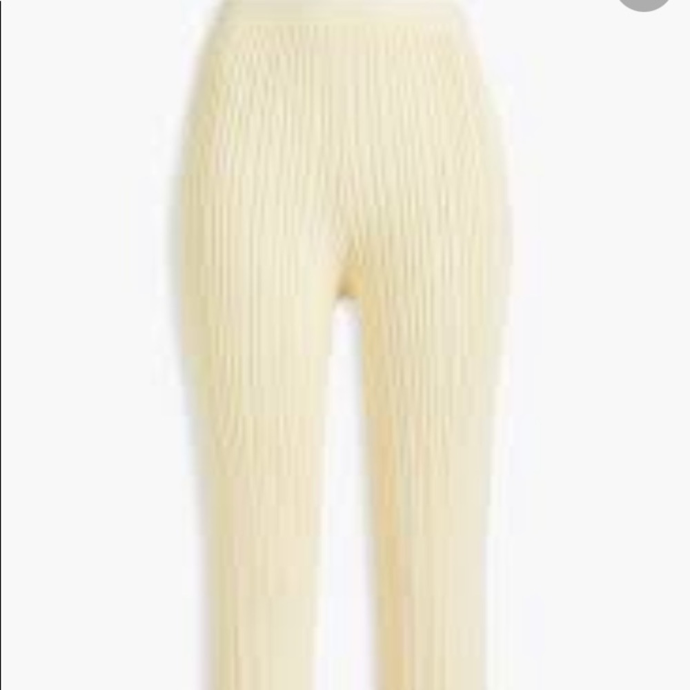 1045 Park Vintage Ribbed Knit Beige Straight Casual Stretchy Pants Womens Size L